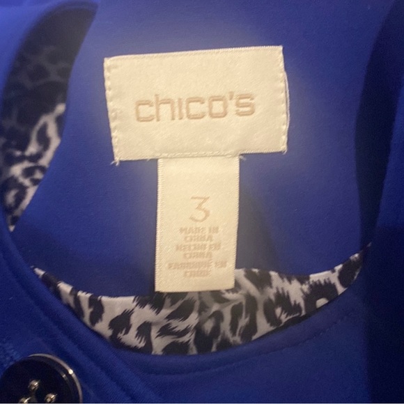 Chico’s 3 Long Royal Blue Jacket with Black and White Leopard Lining XL - 16 - Picture 6 of 9